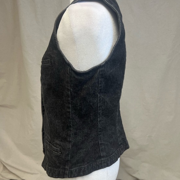 Vintage American Living by Ralph Lauren Black Denim Vest Sz M Y2K Bikercore - Picture 3 of 7